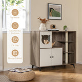 Tangkula Cat Litter Box Enclosure, 5-in-1 Enlarged Hidden Litter Box Furniture with Cat Condo