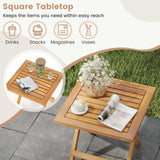 Tangkula Outdoor Folding Side Table with X-Shaped Legs & Slatted Tabletop
