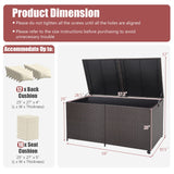 Tangkula 175 Gallon Outdoor Storage Box, Wicker Patio Deck Box with 2 Universal Wheels and Waterproof Zippered Liner