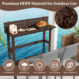 Tangkula Outdoor Bar Table, 48 Inch Patio Pub Height Table with Storage Shelf & Adjustable Foot Pads