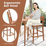 Tangkula 3 Pieces Patio Eucalyptus Wood Bar Set, Outdoor Bar Height Table and Chairs Set with Cushions