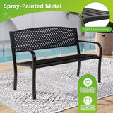 Tangkula Metal Outdoor Park Bench for Porch
