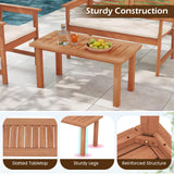 Tangkula Outdoor Coffee Table with Slatted Tabletop
