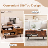 Tangkula Lift Top Coffee Table with Storage, Living Room Table with Hidden Compartment, Cabinet & Open Shelf