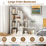 Tangkula 10 Shelves Bookshelf, L Shaped Freestanding Ladder Corner Bookshelf