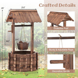 Tangkula Outdoor Wishing Well Water Fountain, 22" x 22" x 45"