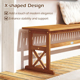 Tangkula Outdoor Acacia Wood Bench Backless Patio Dining Bench