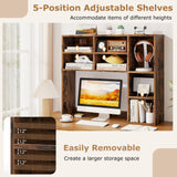 Tangkula Desktop Bookshelf 37" Countertop Storage Hutch（7 Shelves）