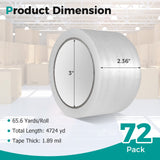 Tangkula Heavy Duty Packing Tape, 72 Rolls, Total 4724 Yards, Clear Packing Tape Refills for Packaging, Shipping, Mailing, Moving & Storage, 3" Core