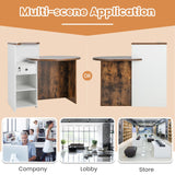 Tangkula Reception Desk, Front Counter Desk with Lockable Drawer & Adjustable Shelf