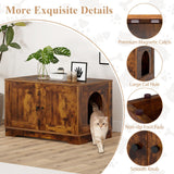 Tangkula Cat Litter Box Enclosure Furniture Indoor Wooden Cat House End Side Table Nightstand