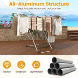 Tangkula Folding Aluminum Clothes Drying Rack with 2 Side Wings