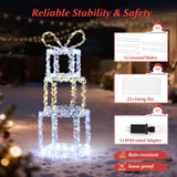 Tangkula Stacked Lighted Gift Boxes Set of 3 Pre-Lit Christmas Present Box Lights