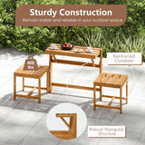 Tangkula 3-in-1 Outdoor Acacia Wood Loveseat Bench Furniture