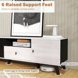 Tangkula Mid Century Modern TV Stand for 80” TVs with Open Shelf