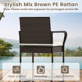 Tangkula 3 Piece Patio Rattan Heavy Duty Bar Height Glass Top Table & Chairs