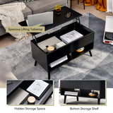 Tangkula Lift Top Coffee Table, Modern Cocktail Table with Hidden Compartment & 2 Open Shelves