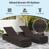 Tangkula Outdoor Chaise Lounge, Patio Wicker Lounge Chair w/ 4-Level Backrest, Heavy-Duty Metal Frame