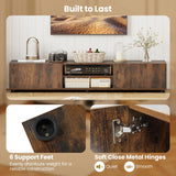 Tangkula Modern TV Stand 63”L Minimalist Entertainment Center w/ 2 Doors & Open Shelves