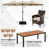 Tangkula 10 Piece Patio Rattan Dining Set with 15Ft Double-Sided Umbrella
