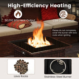 Tangkula 32.5 Inch Propane Fire Pit Table with Tempered Glass Tabletop & Stainless Steel Burner for Outside Patio