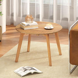 Tangkula 24.5 Inch Outdoor Acacia Wood Round Accent Bistro Patio Table with Slatted Tabletop
