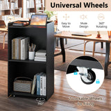 Tangkula Rolling Podium Stand, Mobile Lectern Stand with 2 Shelves & Lockable Wheels