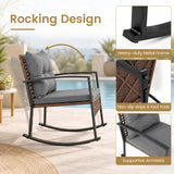 Tangkula 3-Piece Outdoor Rocking Chair Set for Garden