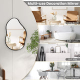 Tangkula Asymmetrical Wall Mirror, Large Irregular Shaped Stylish Wall Mounted Mirror with Premium Back Board