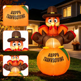 Tangkula 6 FT Happy Thanksgiving Inflatable Turkey Yard Decoration