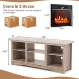 Tangkula TV Stand with 18” Electric Fireplace, for Flat Screen TVs Up to 65” with Adjustable Shelves