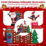 Tangkula 7 FT Christmas Inflatables Ginger House with Santa Claus & Christmas Tree