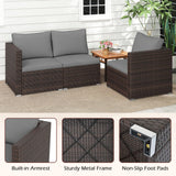 Tangkula 3 Pieces Patio Sectional Sofa Set with Soft Cushions
