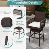 Tangkula Patio 360° Swivel Bar Stool with Cross-Woven Armrests