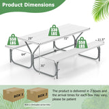 Tangkula 6 Ft Picnic Table, Outdoor Picnic Table with 2 Built-in Benches, Umbrella Hole, Metal Frame & HDPE Tabletop