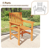Tangkula Outdoor Wooden Dining Chairs with Inclined Backrests and Slatted Seats