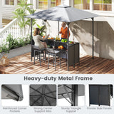 Tangkula 3 Piece Patio Bar Set for BBQ Party Poolside Garden