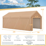 Tangkula 10x20 Ft Heavy-Duty Carport, Portable Garage Tent with Galvanized Steel Frame