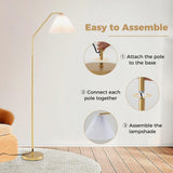 Tangkula Modern Standing Lamp with Adjustable Lamp Head and Pleated Lampshade
