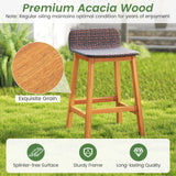Tangkula Solid Acacia Wood Bar Stools Set of 2/4