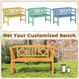 Tangkula 2 Person Patio Wood Bench with Curved Armrests