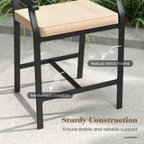 Tangkula Counter Height Patio Bar Chairs with Cushions for Garden