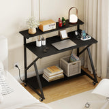 Tangkula 39.5" Mobile Computer Desk with Power Outlets for Home Office Bedroom