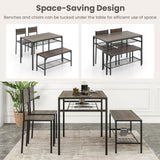 Tangkula Dining Table Set for 4, Kitchen Table with Bench and Chairs, Additonal Storage Rack