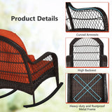 Patio Wicker Rocking Chair, Outdoor PE Rattan Rocker with Seat and Back Cushion