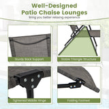 Tangkula Outdoor Lounge Chairs Set of 1/2, Patio Folding Chaise Recliner with 6-Level Backrest