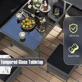 Tangkula 7 Pieces Patio Dining Furniture Set, Outdoor PE Rattan Sectional Sofa Set with Soft Cushions