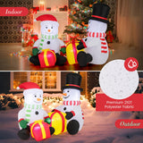 Tangkula 5 FT Christmas Inflatables, 2 Cute Blow-up Snowman with Gift Boxes