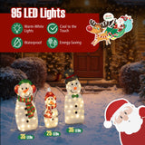 Tangkula 3-Piece Christmas Lighted Snowman Family Decoration