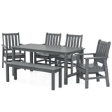 Tangkula 6 Pcs Outdoor HDPE Weather Resistant Table and Chairs Set